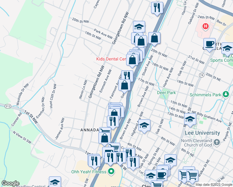 map of restaurants, bars, coffee shops, grocery stores, and more near 915 Fairmont Avenue Northwest in Cleveland
