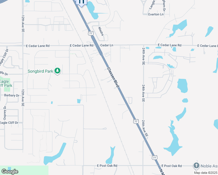 map of restaurants, bars, coffee shops, grocery stores, and more near 4142 Classen Boulevard in Norman