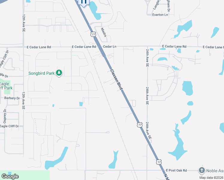 map of restaurants, bars, coffee shops, grocery stores, and more near Home Street in Norman