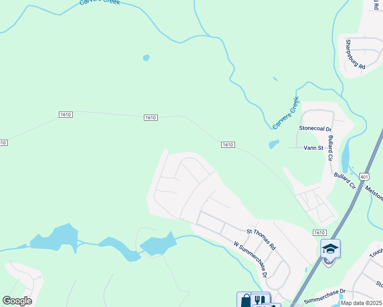 map of restaurants, bars, coffee shops, grocery stores, and more near 428 Letterfearn Drive in Fayetteville