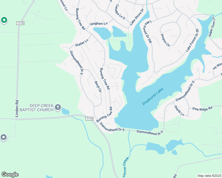 map of restaurants, bars, coffee shops, grocery stores, and more near 3 Lakeside Lane in Pinehurst