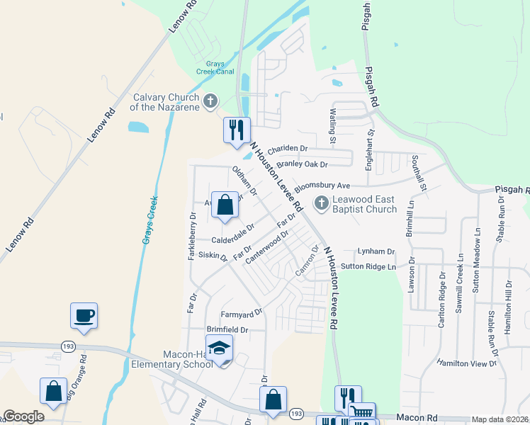 map of restaurants, bars, coffee shops, grocery stores, and more near 9938 Calderdale Cove in Shelby County