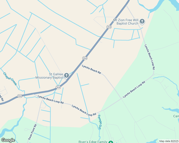map of restaurants, bars, coffee shops, grocery stores, and more near 114 Lynchs Beach Road in Bayboro