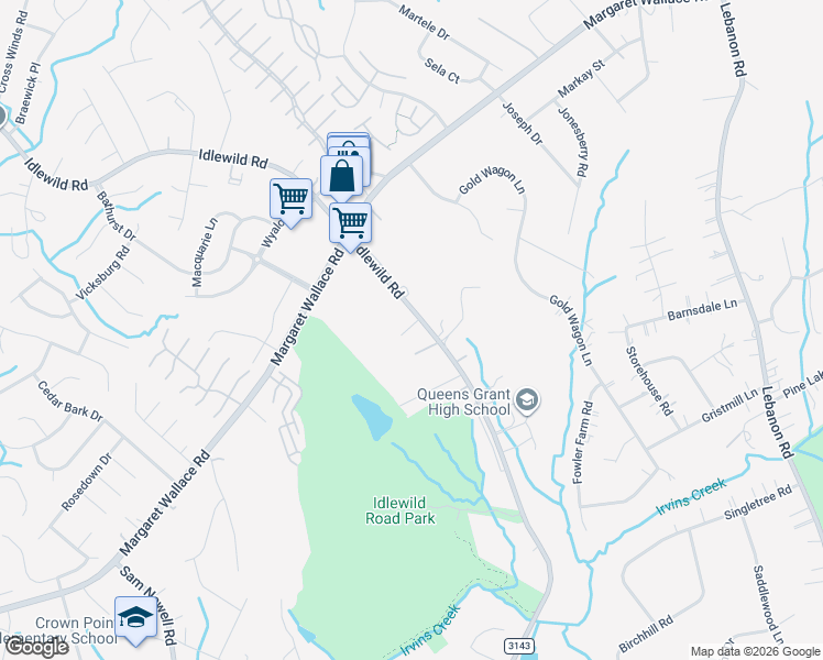 map of restaurants, bars, coffee shops, grocery stores, and more near 10010 Idlewild Road in Matthews