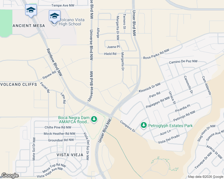 map of restaurants, bars, coffee shops, grocery stores, and more near 99999 Perezoso Trail in Albuquerque