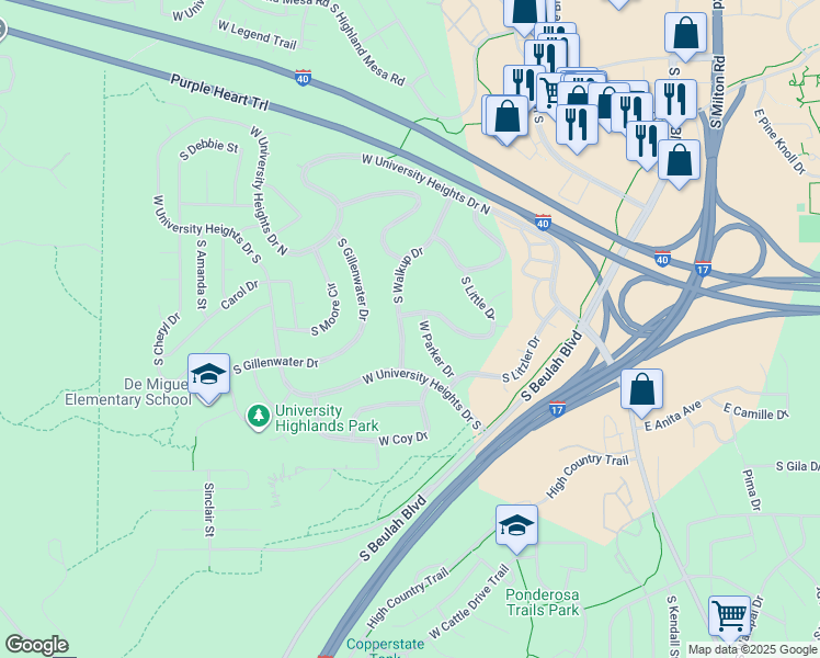 map of restaurants, bars, coffee shops, grocery stores, and more near 3332 South Little Drive in Flagstaff