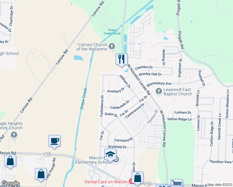 map of restaurants, bars, coffee shops, grocery stores, and more near 9847 Averbury Drive in Shelby County