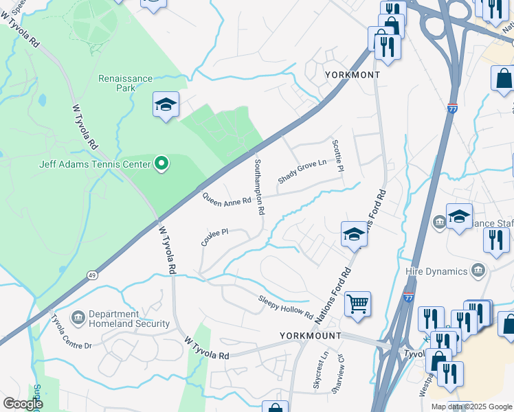 map of restaurants, bars, coffee shops, grocery stores, and more near in Charlotte