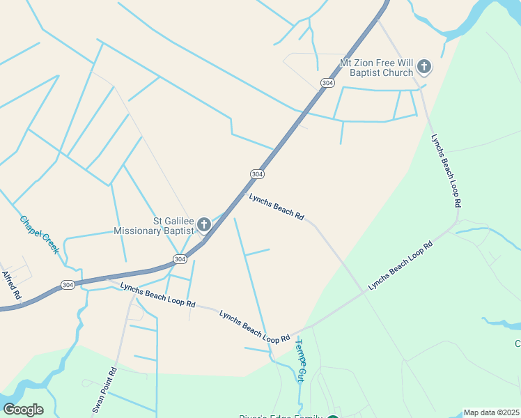 map of restaurants, bars, coffee shops, grocery stores, and more near 78 Lynchs Beach Road in Bayboro