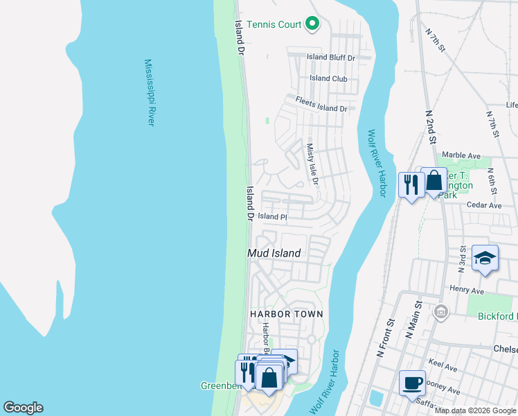 map of restaurants, bars, coffee shops, grocery stores, and more near 85 Island Crest Circle in Memphis