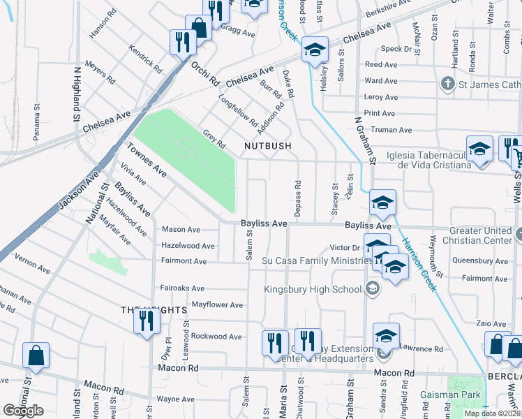 map of restaurants, bars, coffee shops, grocery stores, and more near 1419 Wrenwood Street in Memphis