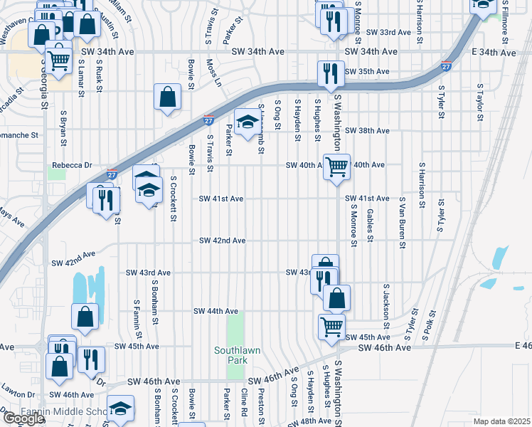 map of restaurants, bars, coffee shops, grocery stores, and more near 4107 South Lipscomb Street in Amarillo
