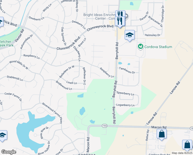 map of restaurants, bars, coffee shops, grocery stores, and more near 9087 Fenmore Cove in Shelby County