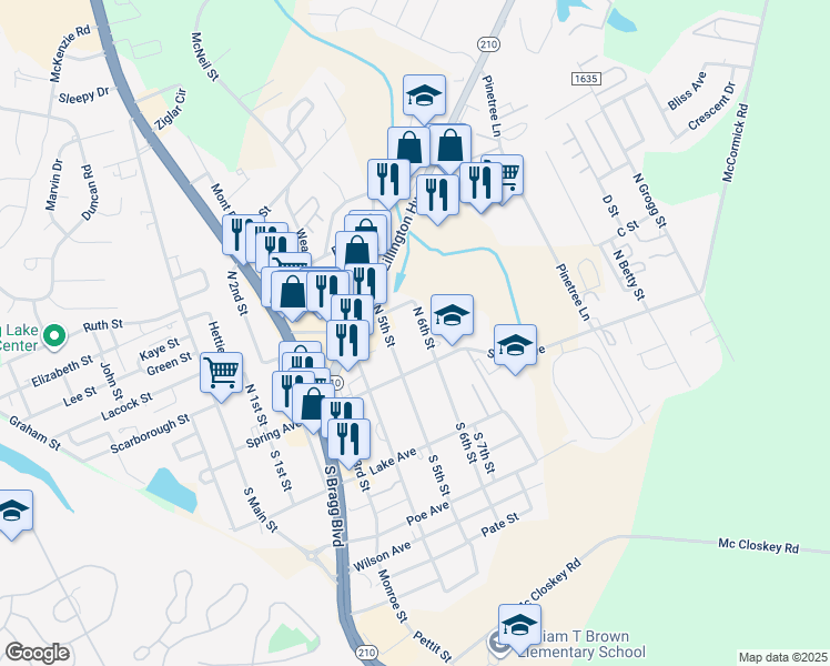 map of restaurants, bars, coffee shops, grocery stores, and more near 113 North 6th Street in Spring Lake