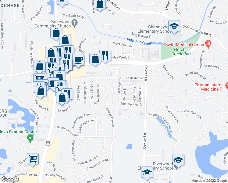map of restaurants, bars, coffee shops, grocery stores, and more near 1656 Sorghum Mill Drive in Memphis