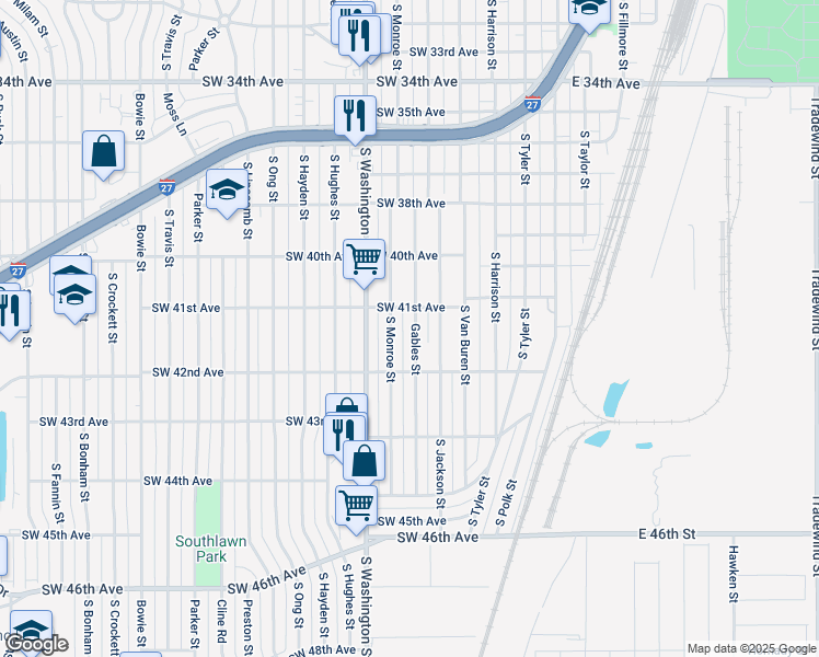 map of restaurants, bars, coffee shops, grocery stores, and more near 4108 Gables Street in Amarillo