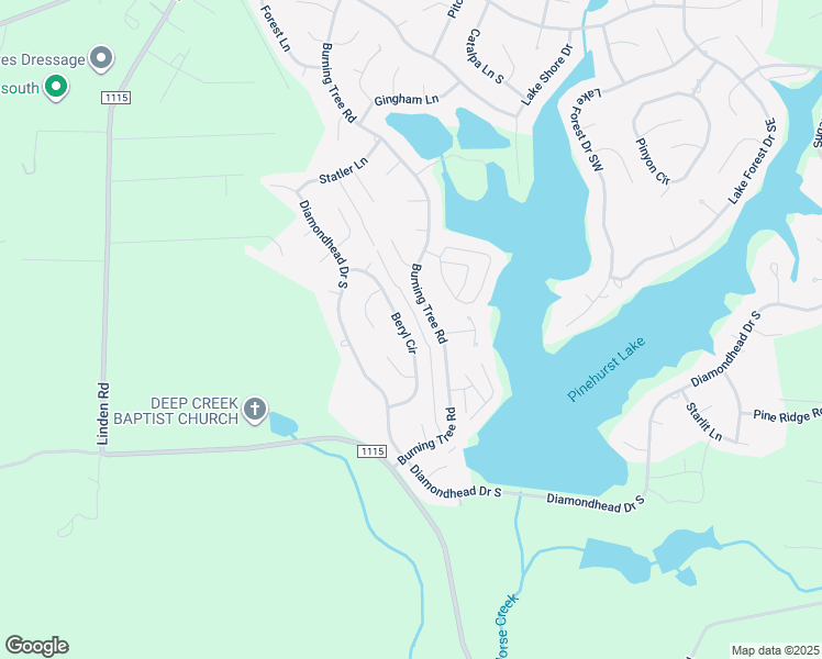 map of restaurants, bars, coffee shops, grocery stores, and more near 18 Beryl Circle in Pinehurst