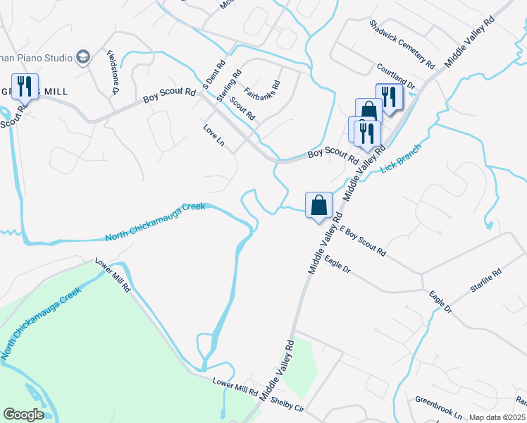 map of restaurants, bars, coffee shops, grocery stores, and more near 9060 Wood Dale Lane in Hamilton County