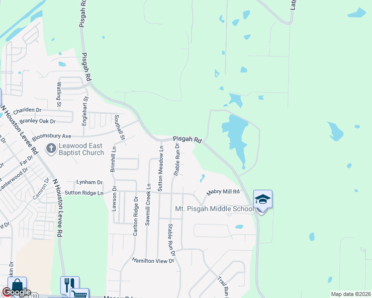 map of restaurants, bars, coffee shops, grocery stores, and more near 1659 Pisgah Road in Shelby County