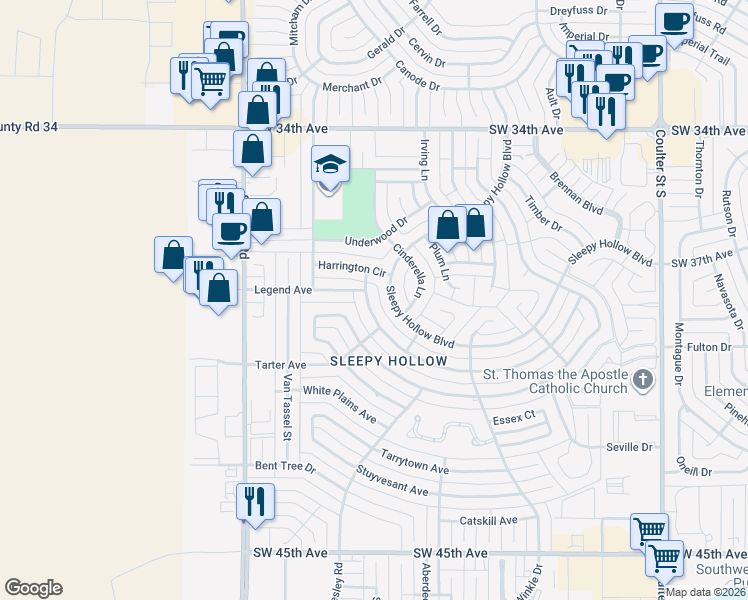 map of restaurants, bars, coffee shops, grocery stores, and more near 7730 Baughman Drive in Amarillo