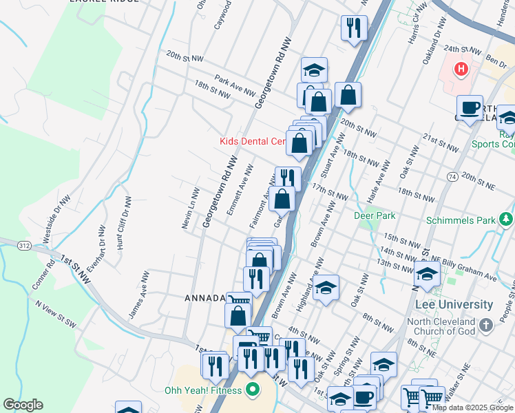 map of restaurants, bars, coffee shops, grocery stores, and more near 915 Fairmont Ave NW in Cleveland