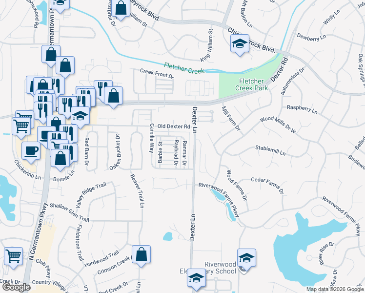 map of restaurants, bars, coffee shops, grocery stores, and more near 1658 Ranmar Drive in Memphis