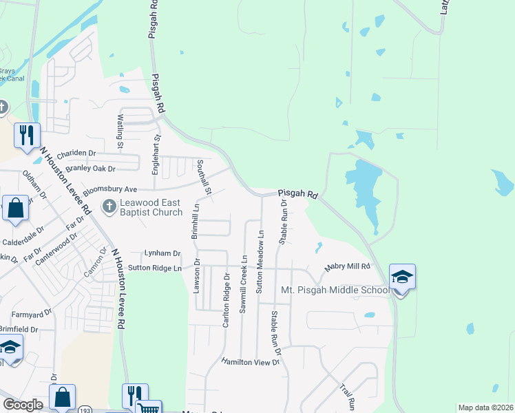 map of restaurants, bars, coffee shops, grocery stores, and more near 1653 Sutton Meadow Lane in Cordova