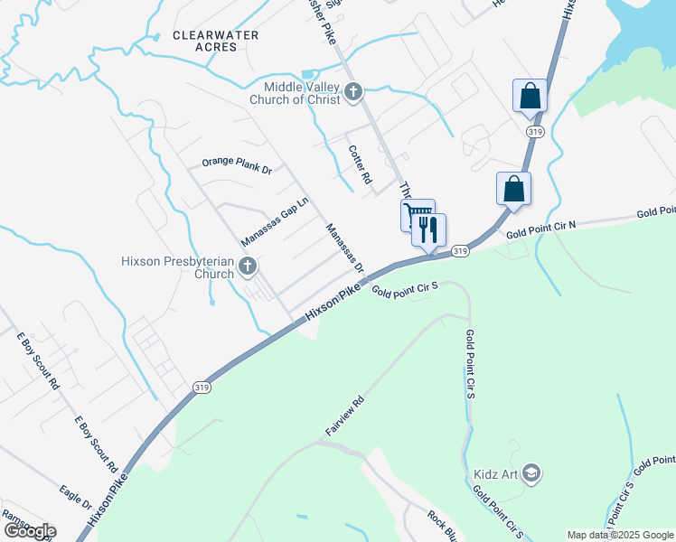 map of restaurants, bars, coffee shops, grocery stores, and more near 7173 Potomac River Drive in Middle Valley