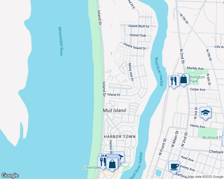 map of restaurants, bars, coffee shops, grocery stores, and more near 85 Island Crest Circle in Memphis