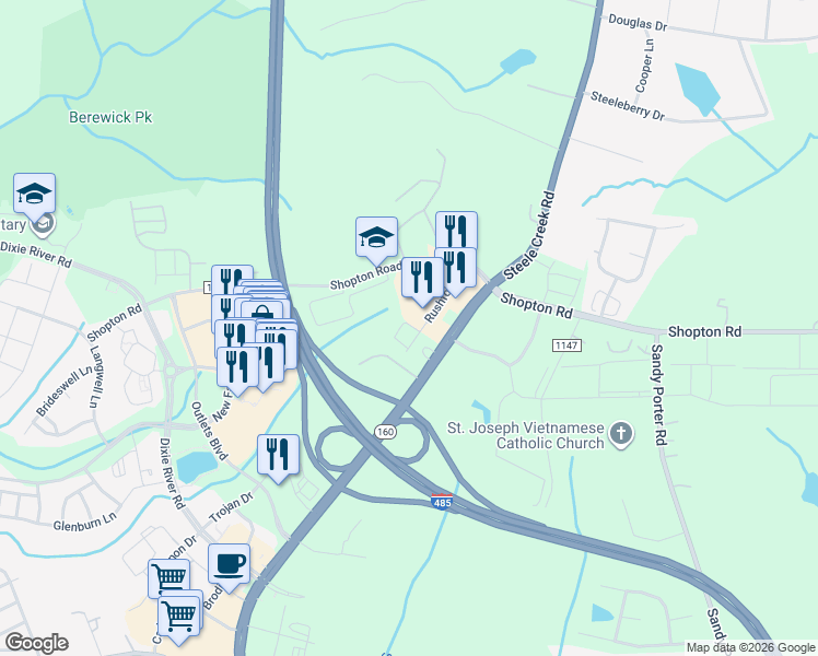 map of restaurants, bars, coffee shops, grocery stores, and more near in Belmont