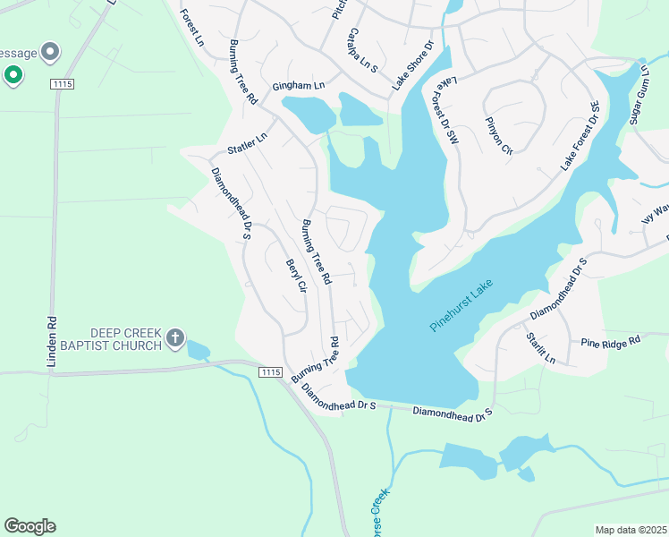 map of restaurants, bars, coffee shops, grocery stores, and more near 3 Lakeside Lane in Pinehurst