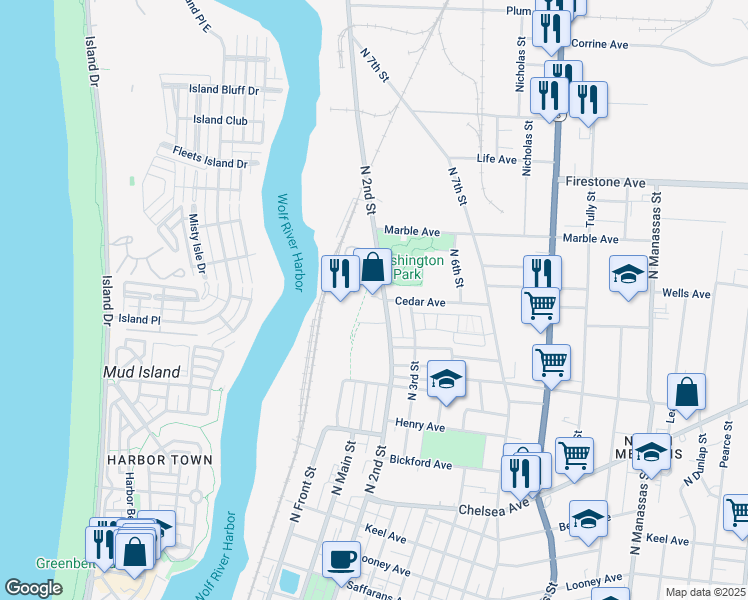 map of restaurants, bars, coffee shops, grocery stores, and more near 1051 North 2nd Street in Memphis