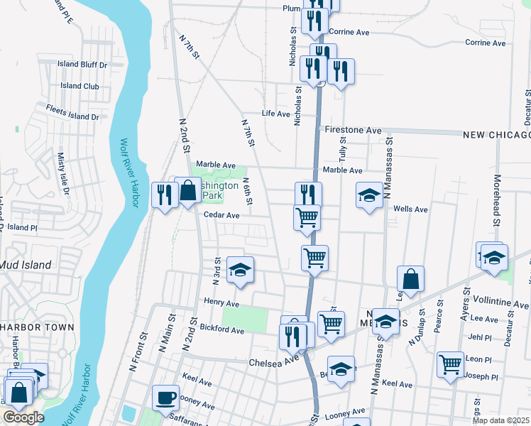 map of restaurants, bars, coffee shops, grocery stores, and more near 1065 North 7th Street in Memphis