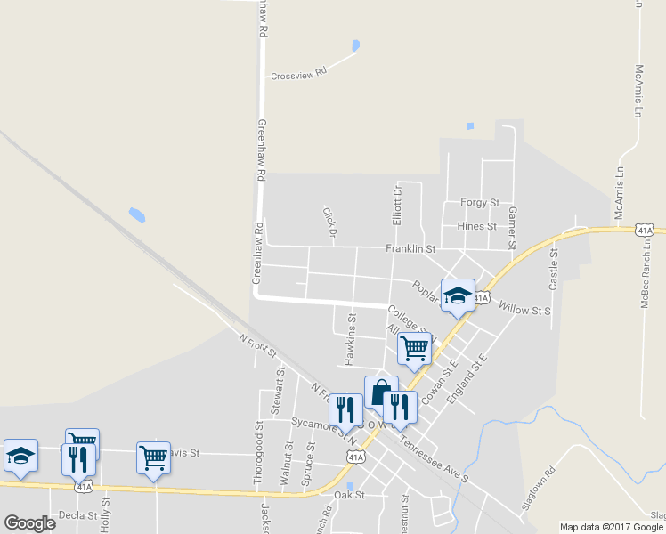 map of restaurants, bars, coffee shops, grocery stores, and more near 308 Poplar Street North in Cowan