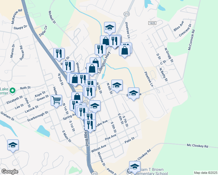 map of restaurants, bars, coffee shops, grocery stores, and more near 113 North 6th Street in Spring Lake