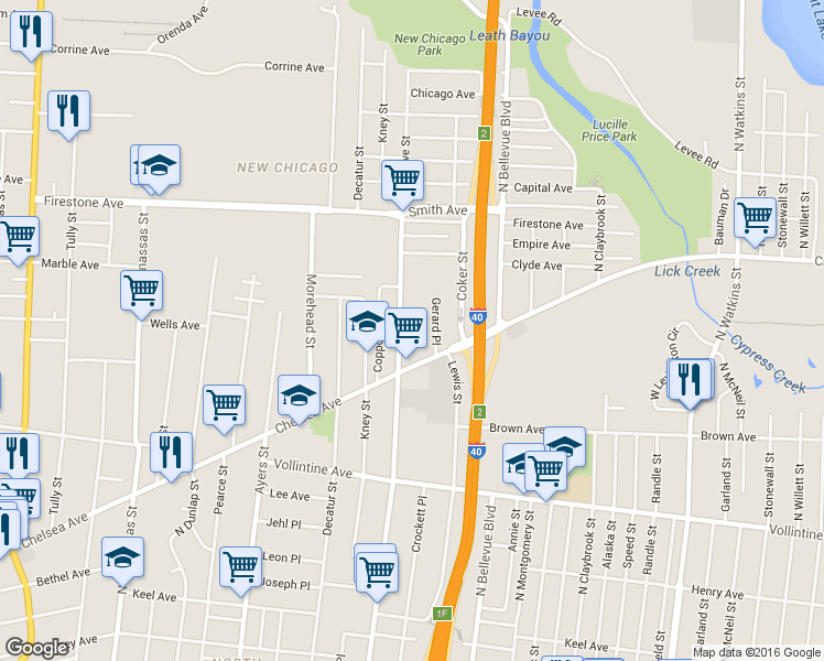 map of restaurants, bars, coffee shops, grocery stores, and more near 1128 Breedlove Street in Memphis