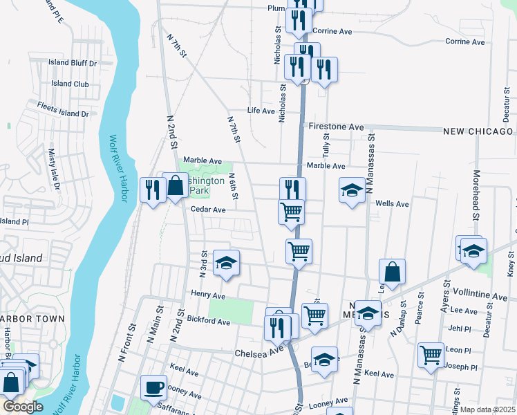 map of restaurants, bars, coffee shops, grocery stores, and more near 1065 North 7th Street in Memphis