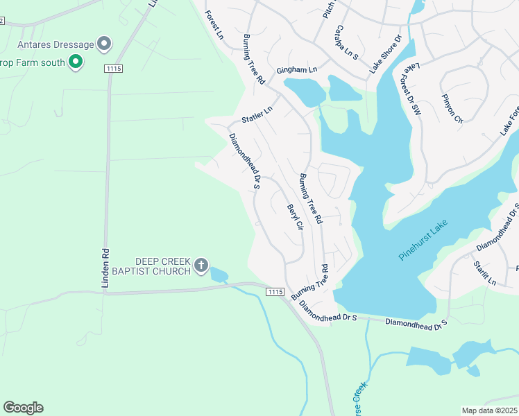 map of restaurants, bars, coffee shops, grocery stores, and more near 175 Diamondhead Drive South in Pinehurst