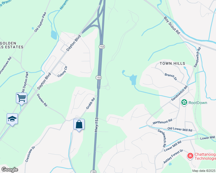 map of restaurants, bars, coffee shops, grocery stores, and more near 108 Dodson Road in Chattanooga