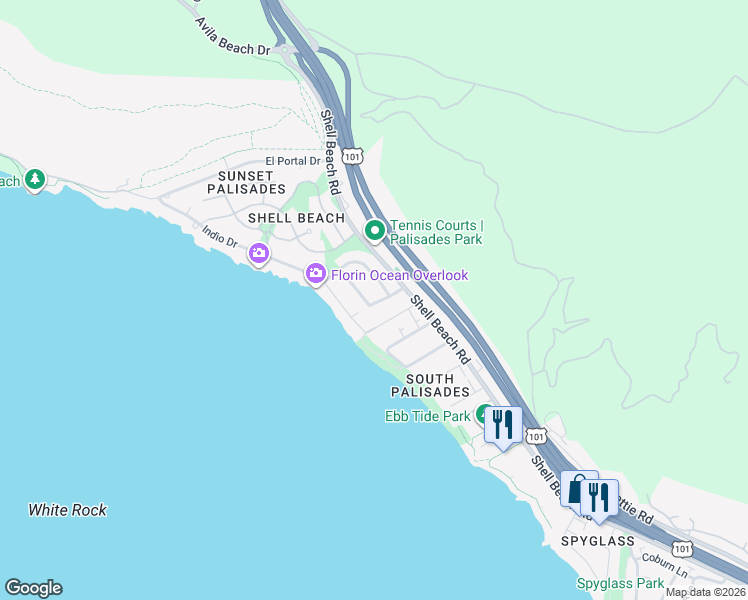 map of restaurants, bars, coffee shops, grocery stores, and more near 118 Hermosa Drive in Pismo Beach
