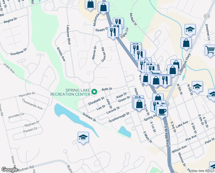 map of restaurants, bars, coffee shops, grocery stores, and more near 118 Elfreth Lane in Spring Lake