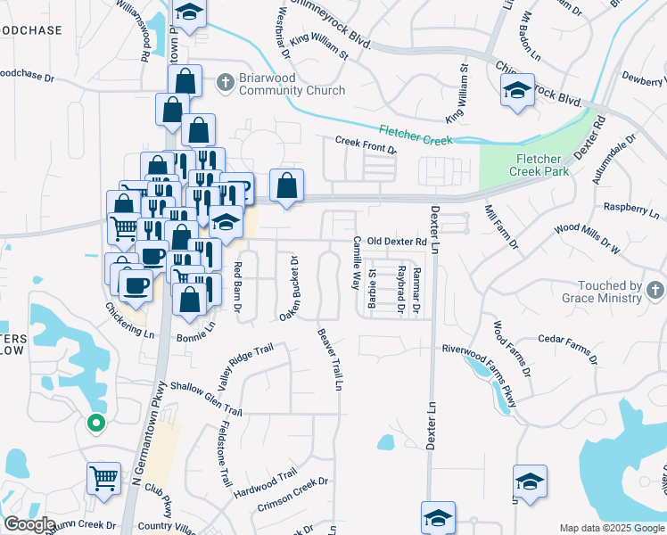 map of restaurants, bars, coffee shops, grocery stores, and more near 1656 Beaver Trail Drive in Memphis
