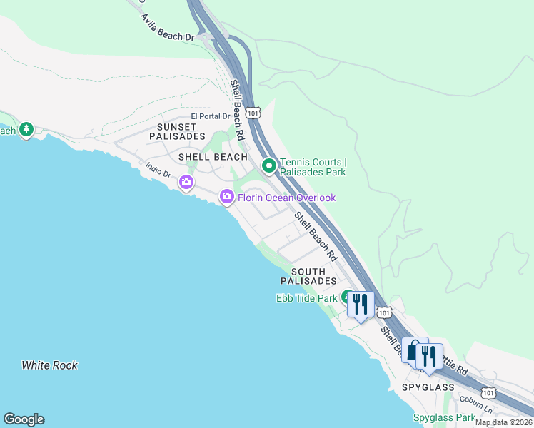 map of restaurants, bars, coffee shops, grocery stores, and more near 118 Hermosa Drive in Pismo Beach