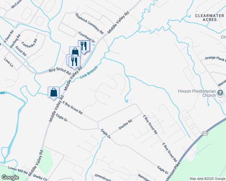 map of restaurants, bars, coffee shops, grocery stores, and more near 6942 Autumn Lake Trail in Chattanooga