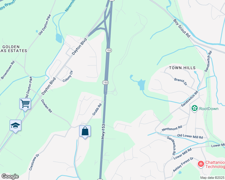 map of restaurants, bars, coffee shops, grocery stores, and more near 108 Dodson Road in Chattanooga