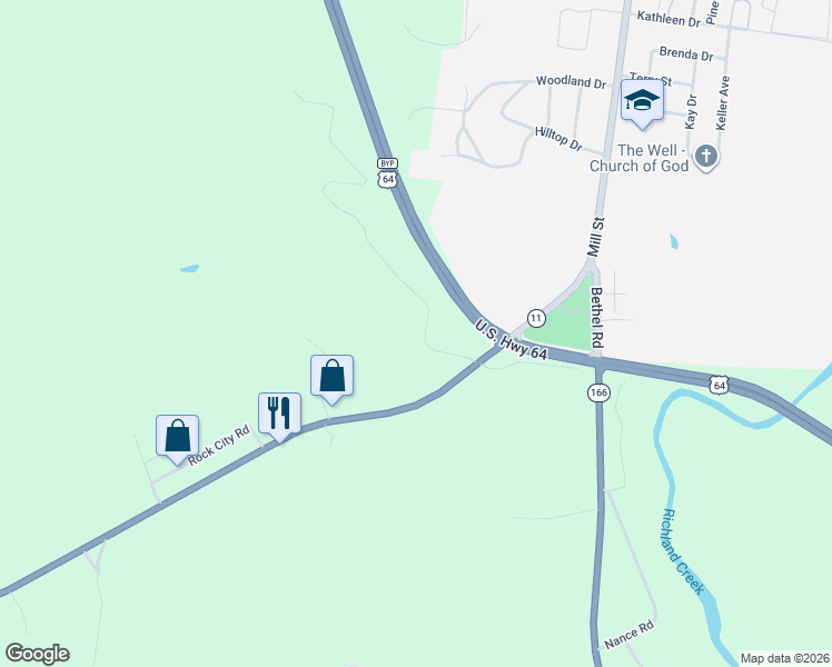 map of restaurants, bars, coffee shops, grocery stores, and more near 115 Holt Road in Pulaski