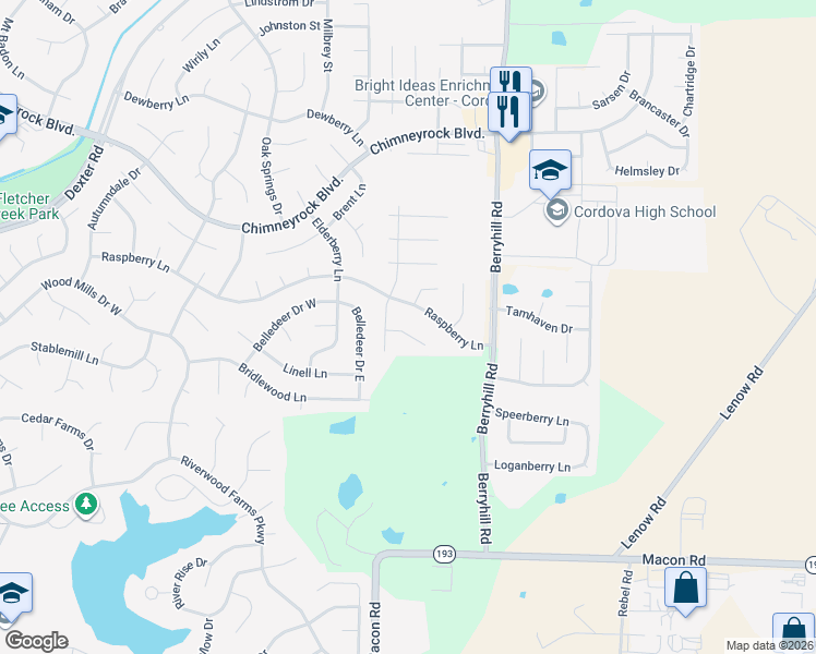 map of restaurants, bars, coffee shops, grocery stores, and more near 9087 Fenmore Cove in Shelby County