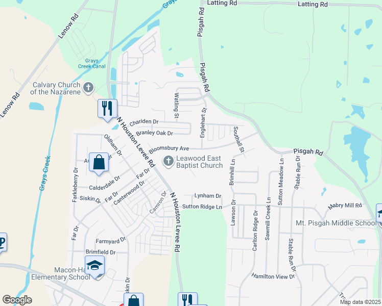 map of restaurants, bars, coffee shops, grocery stores, and more near 10067 Bloomsbury Avenue in Shelby County