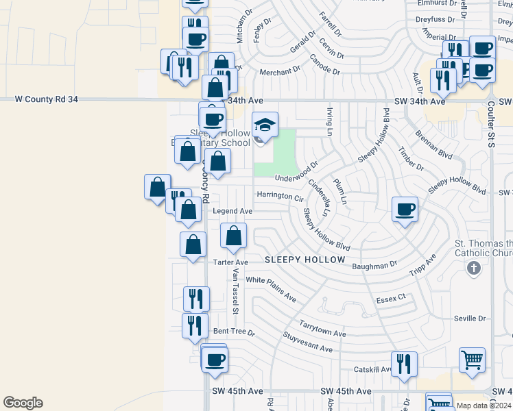 map of restaurants, bars, coffee shops, grocery stores, and more near 7812 Legend Avenue in Amarillo