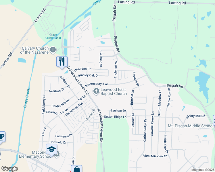 map of restaurants, bars, coffee shops, grocery stores, and more near 10067 Bloomsbury Avenue in Shelby County